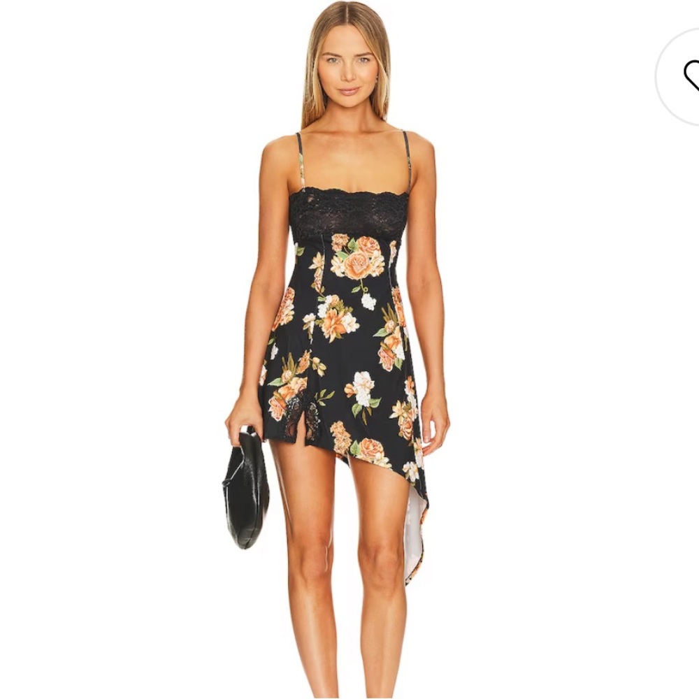 Lace Asymmetrical Slip Dress in Black Multi
WeWoreWhat